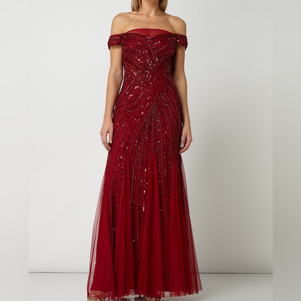 NWT Beaded off the shoulder Adrianna Papell Gown